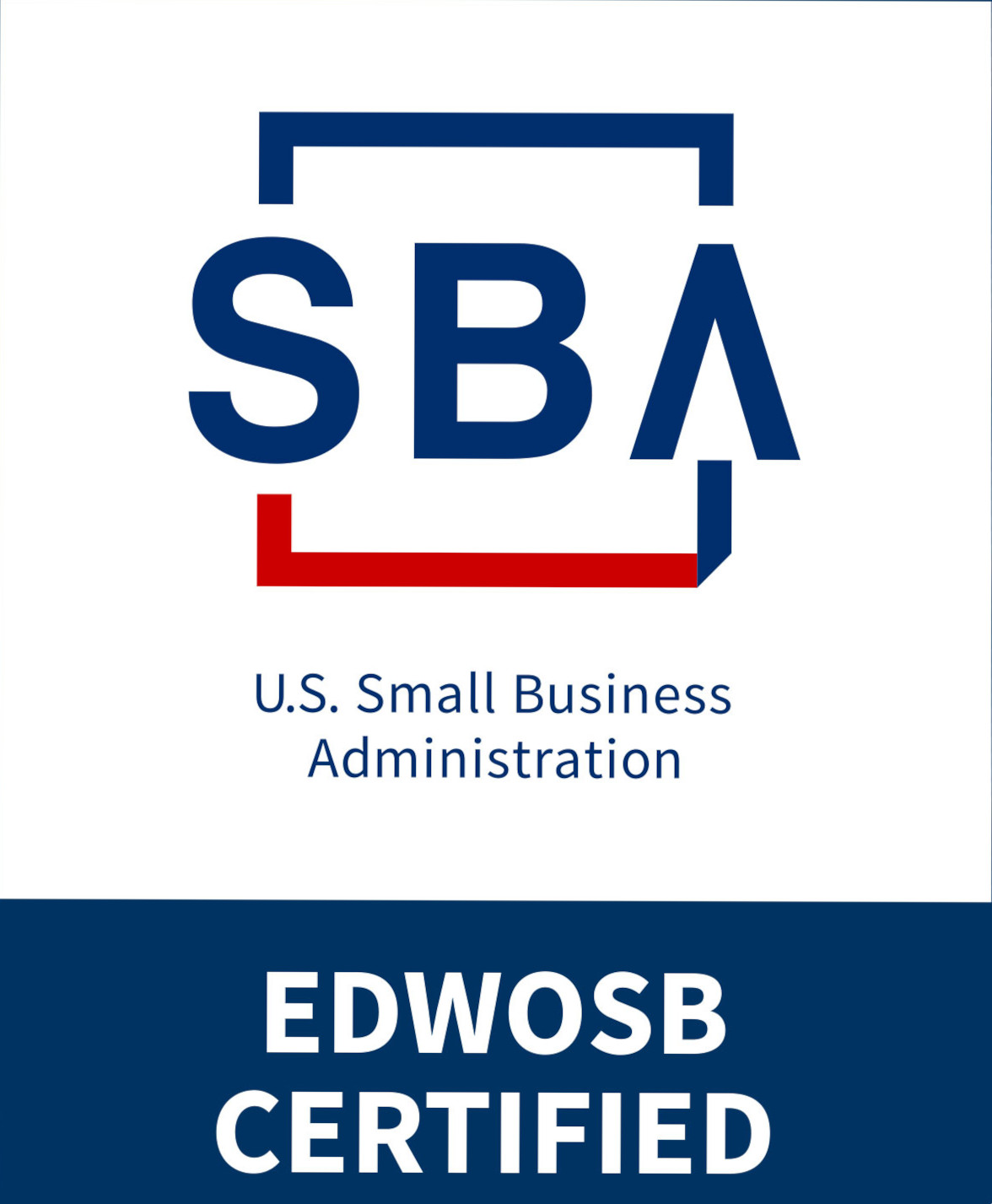 U.S. SBA Economically Disadvantaged Women-Owned Small Business (EDWOSB) certification badge.