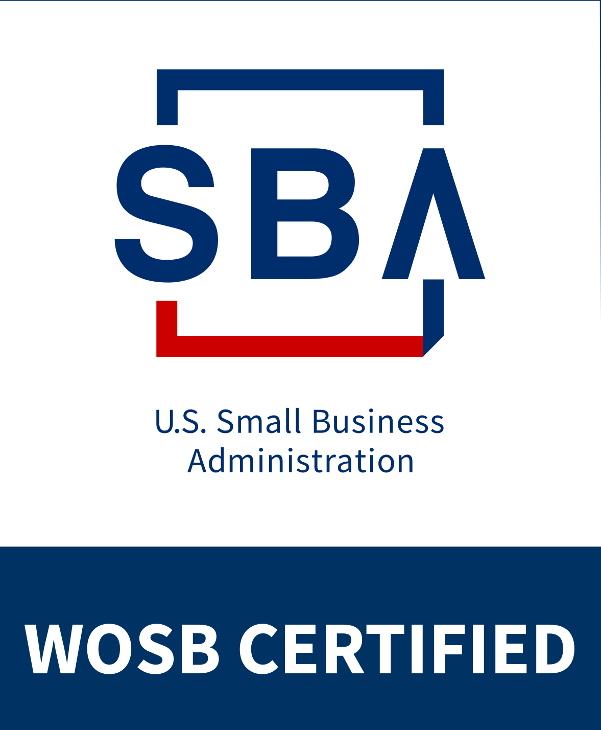 U.S. Small Business Administration Women-Owned Small Business (WOSB) certification badge.